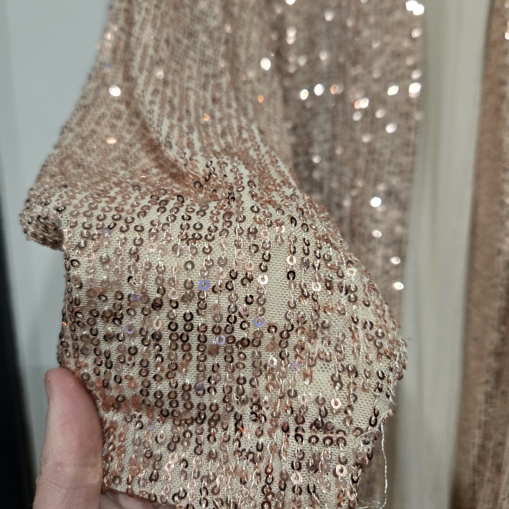 Sparkling Rose Gold Sequin Duster Cardigan Mare Mare Anthropologie 1xl - Picture 2 of 8